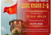 THÔNG BÁO NGHỈ LỄ QUỐC KHÁNH 2/9/2026