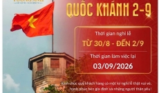 THÔNG BÁO NGHỈ LỄ QUỐC KHÁNH 2/9/2026